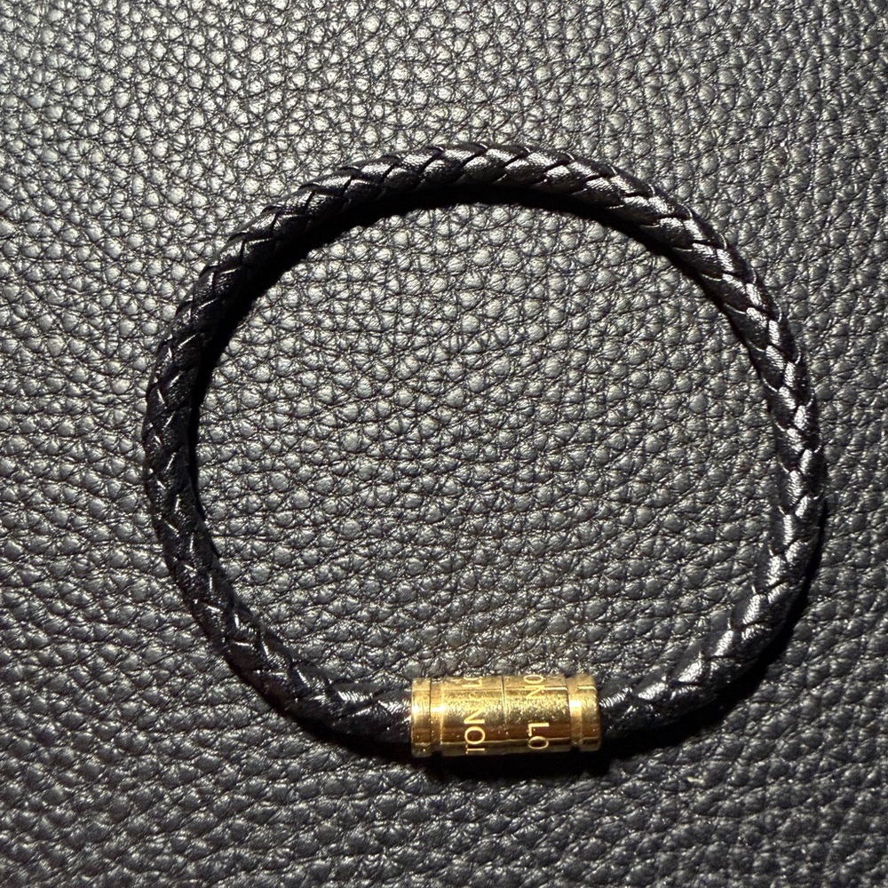 LOUIS VUITTON Men’s Leather Bracelet - Black/Gold